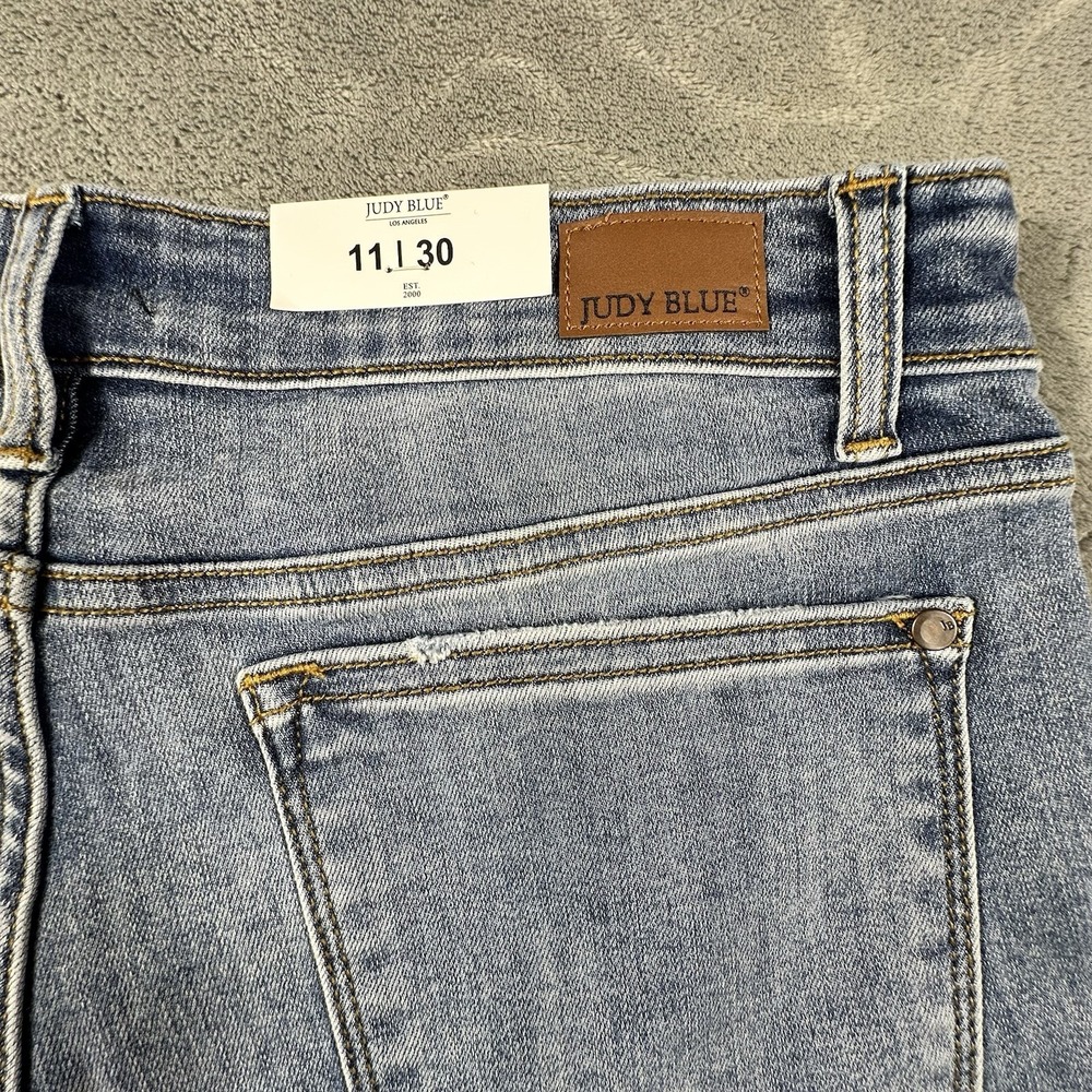 Judy Blue Jeans 11/30 High Waist Trouser Flare Boho Festival Retro Med Wash New - Picture 12 of 13
